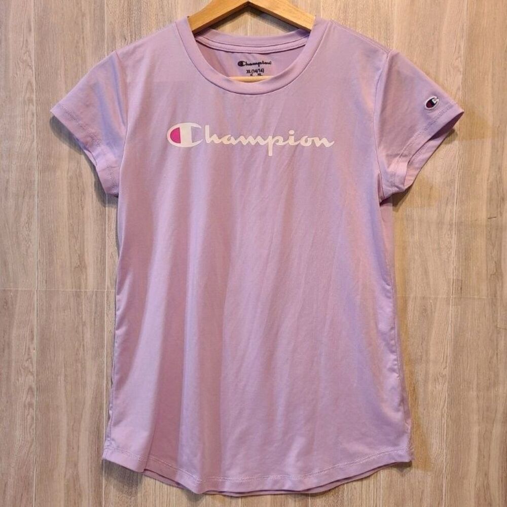 Champion Girls Youth XL 14/16 Lilac Purple T-Shirt Athletic Activewear Tee